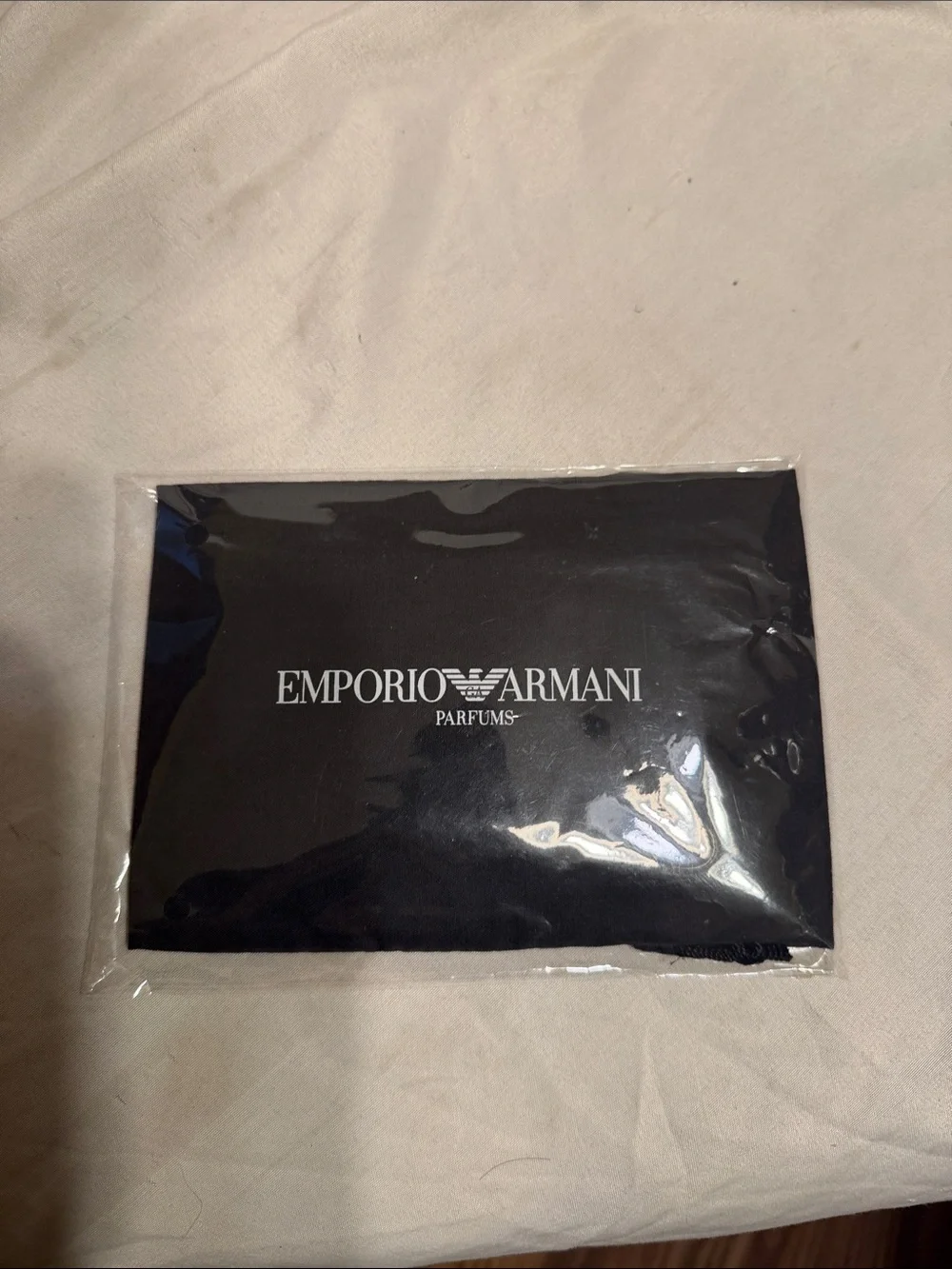 Emporio Armani Black Passport Holder with White Logo